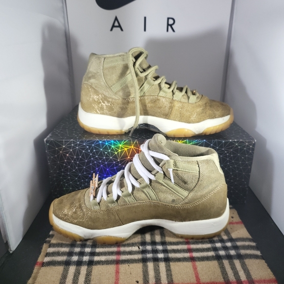 Size 9.5 - Jordan 11 Retro Olive Lux 2018 Custom (Backyard 11s). Mens Size 8Fits - Picture 5 of 12